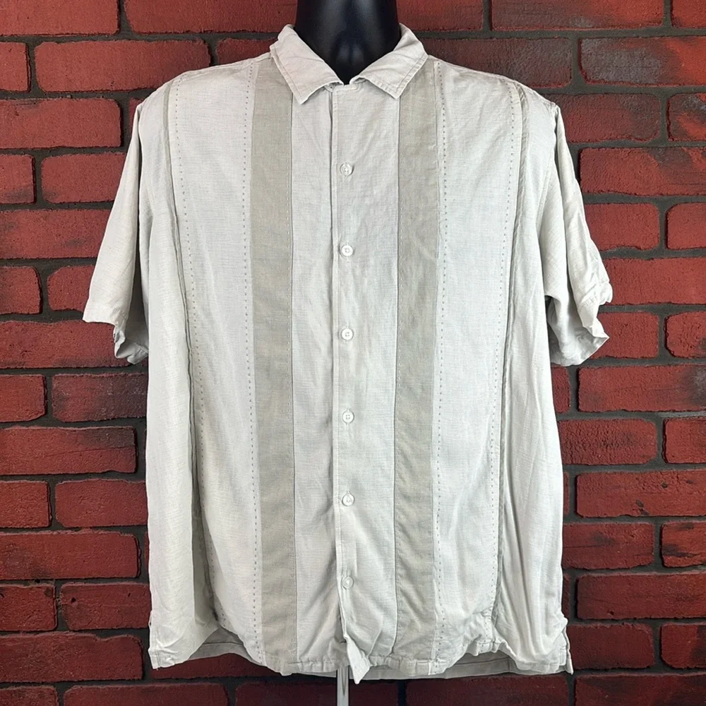 Joseph &‎ Fiess Shirt Mens Large Tan Silk Casual Button Down